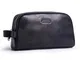 Contatti in pelle Crazy Horse mucca con cerniera Dopp kit trousse da viaggio nero Nero Tag...