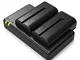NP-F550 Set di Batterie e Caricabatterie per Fotocamere (Confezione da 2 Batterie di Ricam...