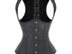 LFFW Corset Steampunk Denim Disossati Biancheria Intima Corsetto Sottoseno con Spalline Do...