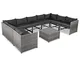 vidaXL Polirattan Set Divani da Giardino 30 pz Grigio Arredo Esterno Patio