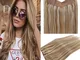 LaaVoo Hair 16 Pollici Remy Human Hair Extension Halo Extensions #P12/24 Marrone Dorato Hi...