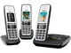 Gigaset A670A Trio, Tre Telefoni Cordless, Display a Colori da 1.8", Nero/Grigio Chiaro