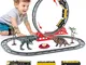 deAO Treno Track Play Set con dinosauri, tracce e accessori – Grande regalo per bambini