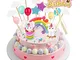 Joyoldelf 17 pezzi Decorazioni per Torta Unicorno - Unicorno Party con Arcobaleno Pallonci...