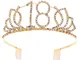 Frcolor Corona per Compleanno 18 Anni Cerchietto Diadema Principessa Donna Tiara Strass Cr...