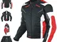 A-Pro Giacca Tessuto Moto Protezioni CE Manica Staccabile Gilet Termico Rosso XL