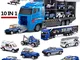 LYKJ-COLORS Camion Giocattoli Trasportatore di Polizia 10 in 1 con Maniglia, Set di Mini V...