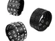 JewelryWe Bracciale in Pelle Largo Punk con Rivetti Cranio Colore Nero Halloween Regalo