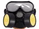 prettygood7 Maschera Occhiali Goggles Set, Gas Industriale Chimico Vernice Respiratore Mas...