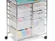 BAKAJI Carrello Multiuso Doppio in Acciaio Cromato Doppia Cassettiera 12 Cassetti e 4 Ruot...