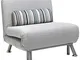 HOMCOM Poltrona Letto in Ferro e Cotone con Cuscino a Righe 75 x 70 x 75cm Grigio