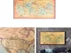 Mappa del Mondo del Mare Oceano Nautico Retro Vecchia Pittura di Carta d'Arte Sticker Deco...