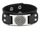 Viking Bracciale stile vichingo regolabile in pelle, con decorazione celtica, 19-24 cm, co...