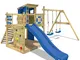 WICKEY Parco giochi in legno Smart Camp Giochi da giardino con altalena e scivolo blu, Cas...