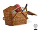 Relaxdays Cestino da Picnic con Coperchio, Intrecciato, Fodera in Tessuto, Manici, Cesto p...