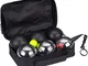 GetGo Jeu de Boules Set Petanque Set, Black/Chrome, One Size