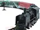 Railway set elettricamente - locomotiva a vapore, 4 carri, suono, luce e fumo - Locomotiva...