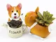 SUN-E Lovely Corgi Dog a forma di pianta Decor piante succulente vaso di fiori decorativi...