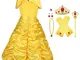 Vicloon Elsa Frozen Costume, Set da Principessa Elsa Corona Bacchetta Guanti Treccia,Ragaz...