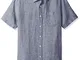 Amazon Essentials - Camicia in lino a maniche corte, da uomo, Slim Fit, Dainty, US S (EU S...