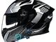 ABDOMINAL WHEEL Caschi Casco Moto Integrato Bluetooth Casco Moto Integrale con Doppia Visi...