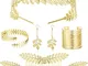 Milacolato 8Pezzi Oro Dea Greca Costume Accessori Set per Donna Foglia Fascia Pettine per...