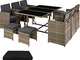 TecTake 800821 Set di Mobili Poli Rattan, Arredamento da Giardino, 6X Sedie 1x Tavolo con...