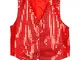 Gilet Paillettes Bambino Rosso Di Carnevale Smanicato Brillantinato Accessorio 8-9 Anni (T...