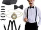 YeahBoom Set di costumi mafiosi da uomo degli anni '20, set di costumi da Gatsby, set di a...