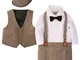 Zoerea 3 Pezzi Neonato Bambini Pagliaccetto + Gilet+ Cappello Battesimo Compleanno Matrimo...