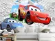 XDWC Autoadesivo Murales Da Parete 3D Carta Da Parati Murale 3D Cartoon Car Lion Pink Flow...