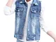 Gilet Di Jeans Bambina Senza Maniche Gilet In Denim Primaverili Giubbotto Blu 150CM