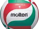 Molten V5M1500, Pallone Da Pallavolo Unisex Adulto, Bianco/Rosso/Verde/Nero, 5