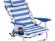 SONGMICS Sedia da Spiaggia Portatile, Alluminio, con Cuscino, Spiaggina Pieghevole, Reclin...