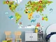 wall art R00351 Adesivo murale per Bambini Mappamondo didattico - Misure 100x120 cm - Deco...