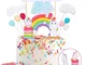 Colmanda Unicorno Cake Topper Kit, Cake Topper Decorazioni Cloud Arcobaleno Star Balloon C...