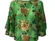 BIANCOGHIACCIO Camicia Donna Manica 3/4 Verde Fantasia MOD Camerun (L - IT 46 - EU 42 - UK...