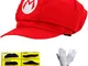 thematys Super Mario Cappello - Costume Set per Adulti e Bambini + 1x Guanti e 6X Barba ap...