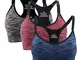 Hawiton Reggiseno Sportivo per Spugna Rimovibile per Fitness Corsa Tennis Running Yoga Pal...