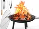 Braciere da Giardino, Braciere Esterno con Griglia Barbecue 60cm per Riscaldamento Giardin...