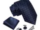 Massi Morino ® Cravatta uomo + Gemelli + Fazzoletto (Set cravatta uomo) regalo uomo con co...