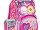 Schoolpack Zaino Scuola Seven SJ Gang Girl Animal Rosa + Astuccio Completo 3 Zip