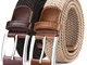 BULLIANT Cintura Uomo, Cinture Elastica Intrecciata con Fibbia in Lega di Zinco 35mm,2Pacc...