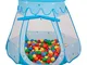 Selonis Tenda 105X90cm/200 Palline Castello Con Palline Colorate Per Bambini, Blu:Giallo/V...