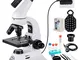 100-2000X Microscopio Ottico Composto, Microscopi Biologici Monoculari Professionali Illum...
