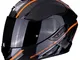 Scorpion - Casco integrale EXO-1400 grand nero arancio in fibra di carbonio per scooter mo...