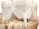 Wifehelper Lusso Zanzariera, Principessa Quattro Angolo Post Elegante Letto Tenda Baldacch...