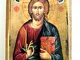 Icona di Gesù Cristo in Legno, Greca Cristiano ortodossa, Fatto a Mano / a0