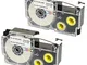2 x Compatible Ribbon XR-12WE XR-12WE1 Black on White Label Tapes (12mm x 8m) for Casio La...