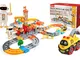 Treno Giocattolo per Bambini 130 PCS,Set di Binari del Treno, Pista Macchinine,Set Ferrovi...